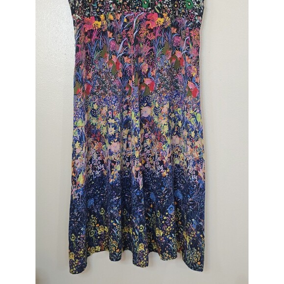 Anthropologie Maeve Larkspur 100% Silk Midi Dress Size 10 Floral Sleeveless - Picture 6 of 10